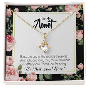 To My Aunt Best Aunt Ever Ribbon Necklace Gold Tone Standard Box